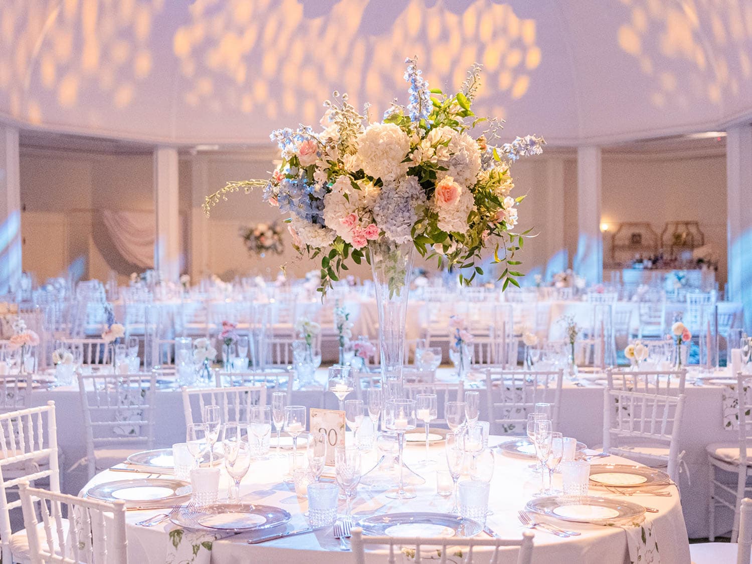 Reception florals set before the guests arrive