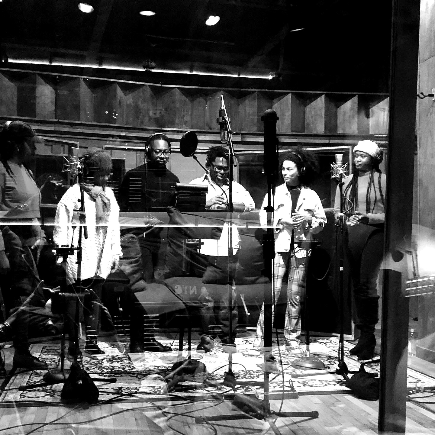 A Gordon Dukes Music Company recording session in progress, black and white