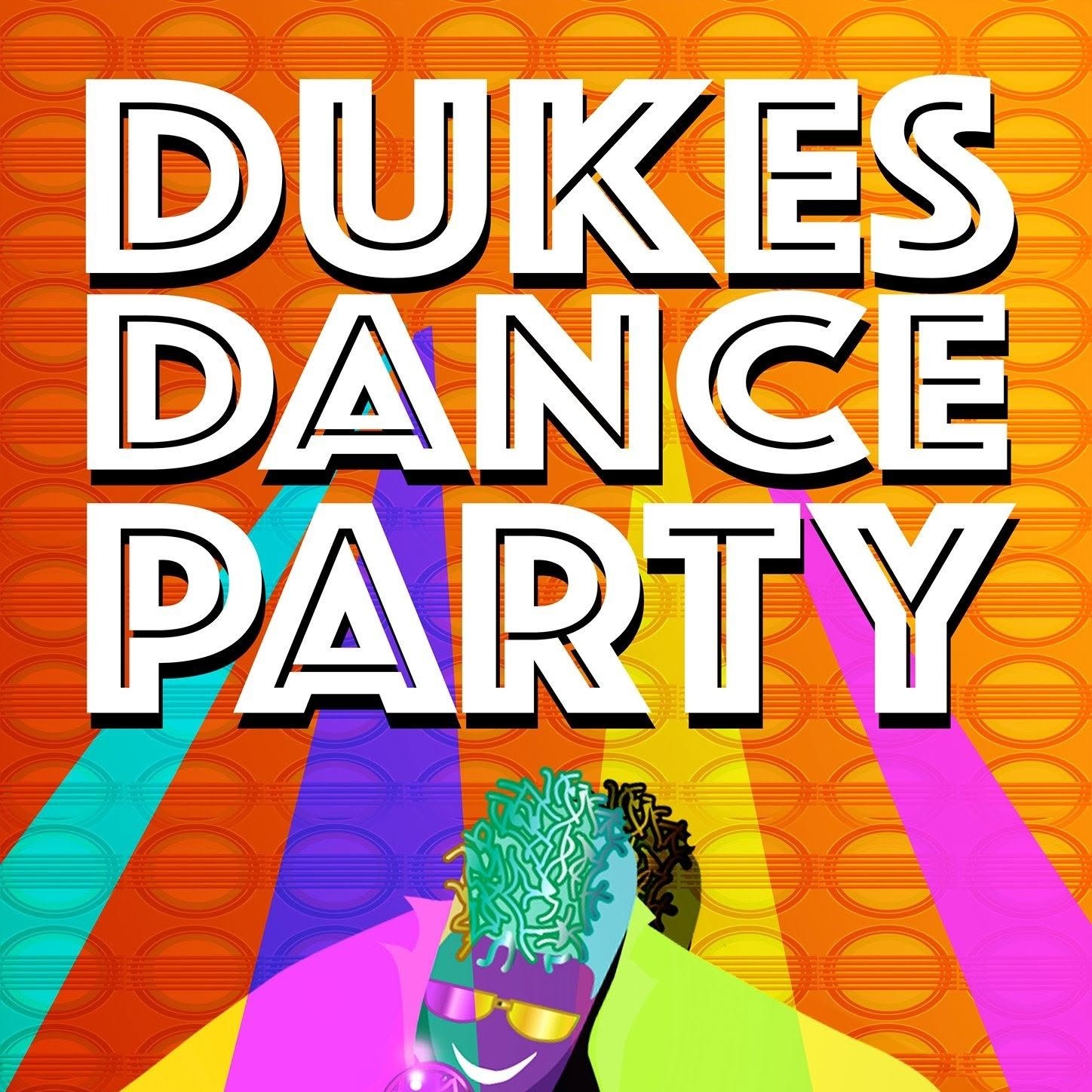 Original Dukes Dance Party artwork — hand-lettered typography commissioned by Gordon Dukes Music Company