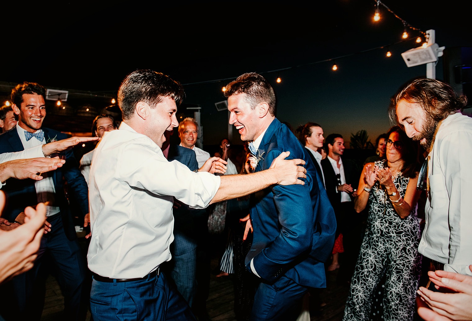 Guests filling a wedding dance floor as the band performs — Gordon Dukes Music Company